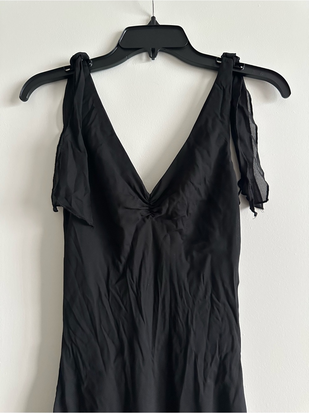 Black V-Neck Slip Dress with Tie Straps